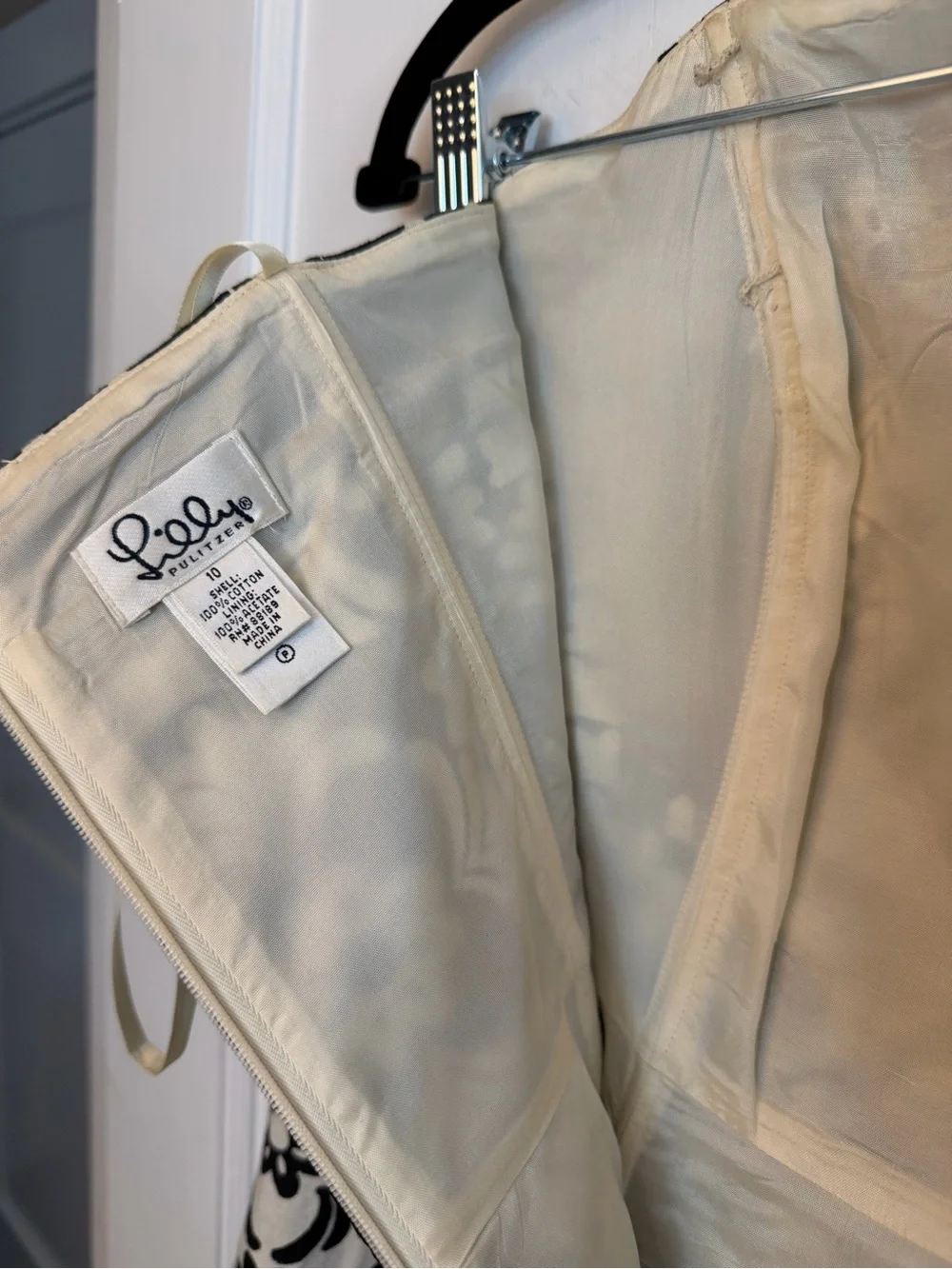 Lilly Pulitzer Black White Floral Jacquard A-Line Strapless Dress Lined Knee 10 - Picture 7 of 9